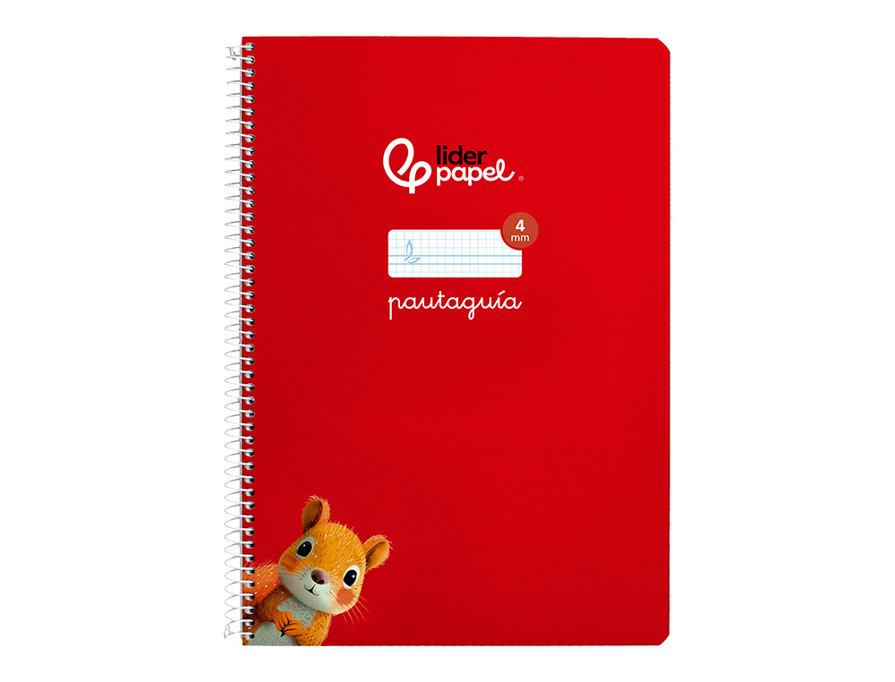 CUADERNO ESPIRAL LIDERPAPEL A4 PAUTAGUIA TAPA DURA 80H 90GR CUADRO PAUTADO 4MM COLOR ROJO