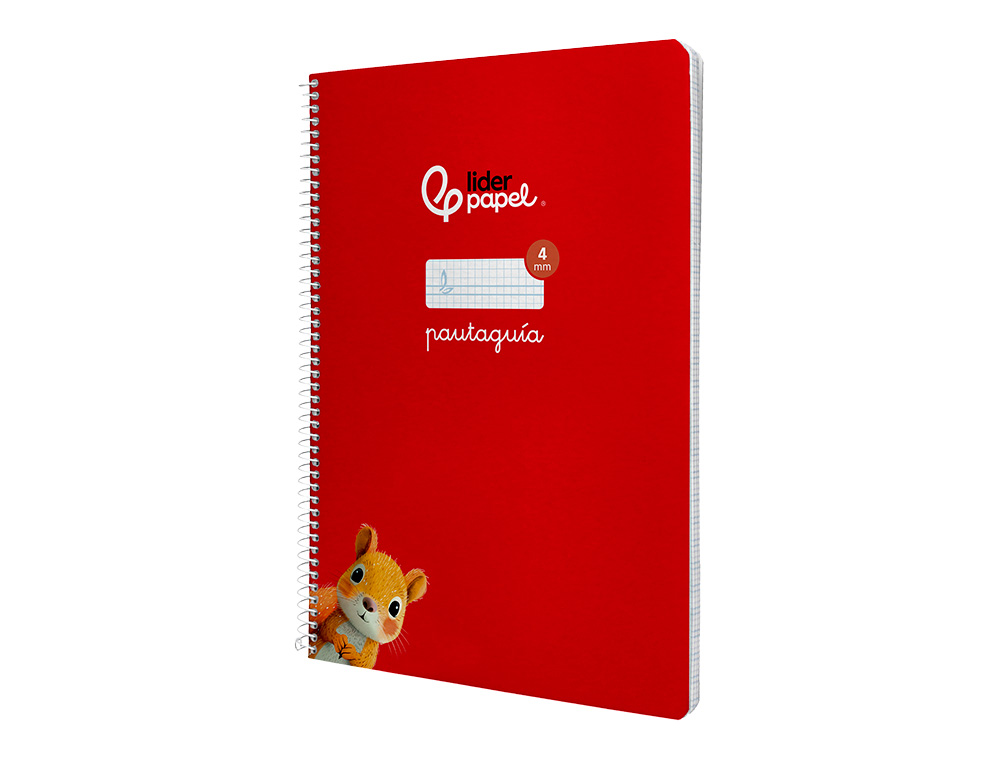 CUADERNO ESPIRAL LIDERPAPEL A4 PAUTAGUIA TAPA DURA 80H 90GR CUADRO PAUTADO 4MM COLOR ROJO