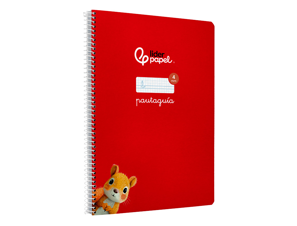 CUADERNO ESPIRAL LIDERPAPEL A4 PAUTAGUIA TAPA DURA 80H 90GR CUADRO PAUTADO 4MM COLOR ROJO