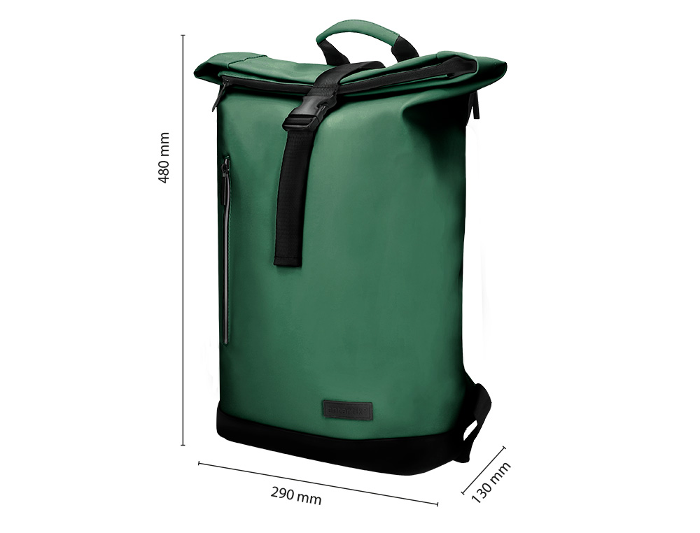 MOCHILA ANTARTIK ROLL PACK WATERPROOF ENROLLABLE GRAN CAPACIDAD VERDE MILITAR 480X130X280 MM