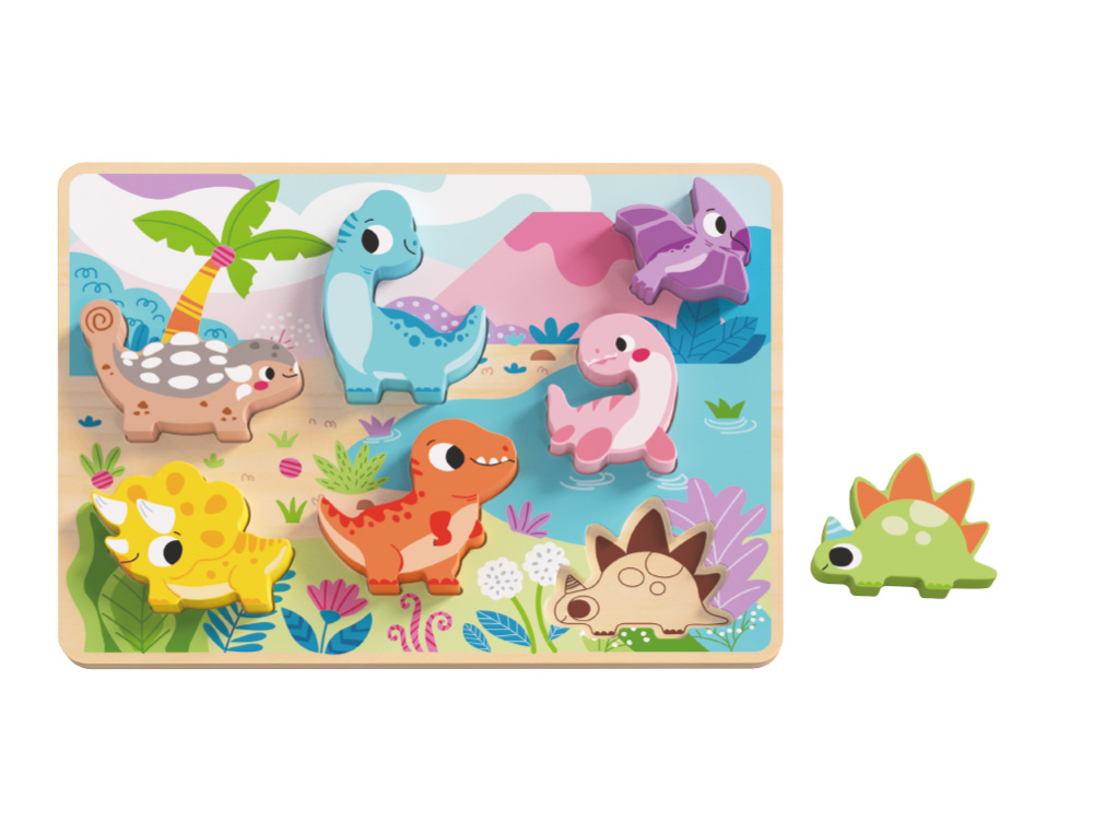 PUZLE INFANTIL IMAGINOVO MADERA 3D DINOSAURIOS +12 MESES 8 PIEZAS 29,5X22X1,7CM