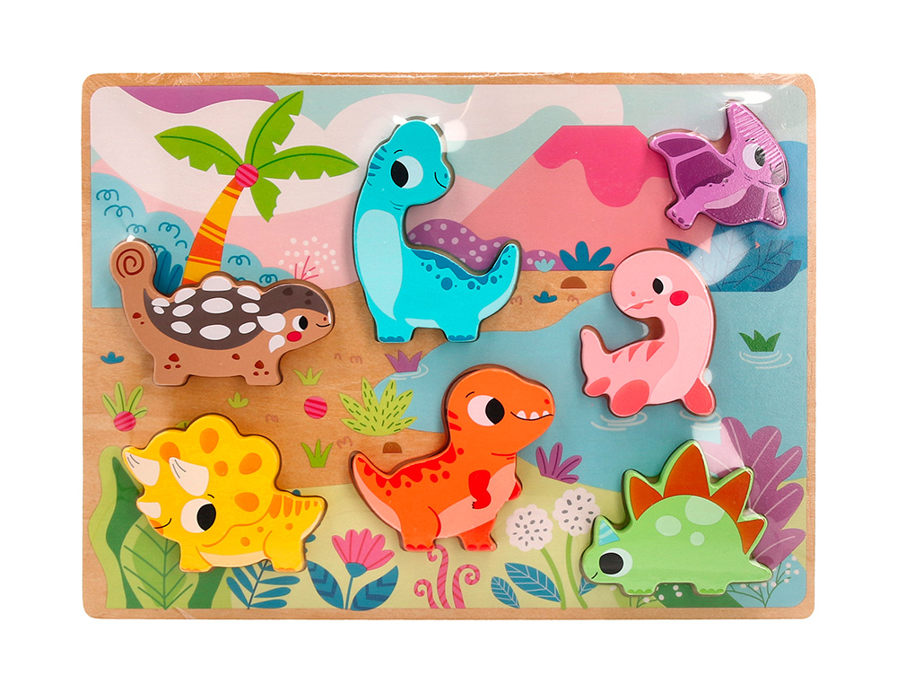 PUZLE INFANTIL IMAGINOVO MADERA 3D DINOSAURIOS +12 MESES 8 PIEZAS 29,5X22X1,7CM