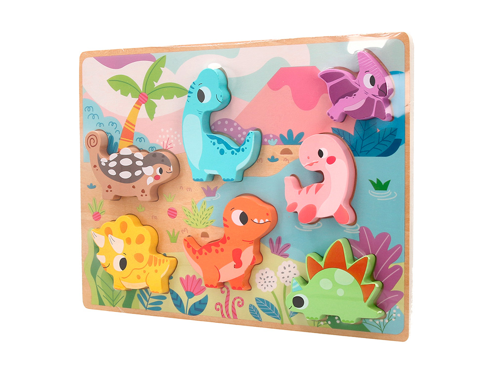 PUZLE INFANTIL IMAGINOVO MADERA 3D DINOSAURIOS +12 MESES 8 PIEZAS 29,5X22X1,7CM