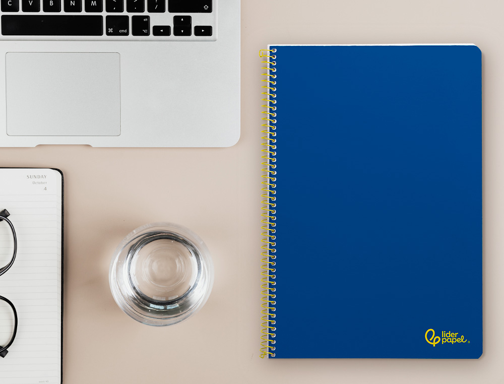 CUADERNO ESPIRAL LIDERPAPEL A4 SMART TAPA BLANDA 80H 75GR RAYADO HORIZONTAL CON MARGEN COLOR AZUL OSCURO
