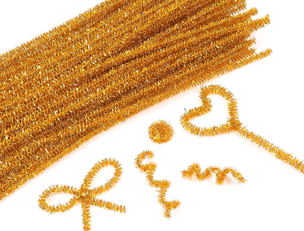 LIMPIAPIPAS DE CHENILLA LIDERPAPEL 30 CM COLOR ORO BOLSA DE 100 UNIDADES