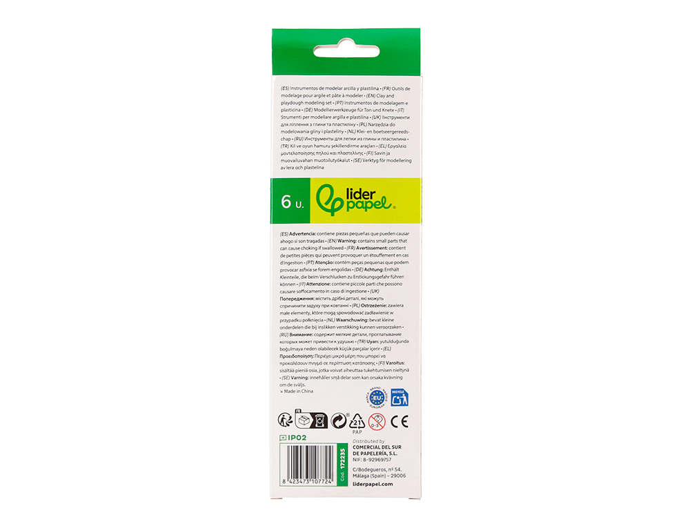 INSTRUMENTOS DE MODELAR LIDERPAPEL PARA ARCILLA Y PLASTILINA CAJA DE 6 PIEZAS