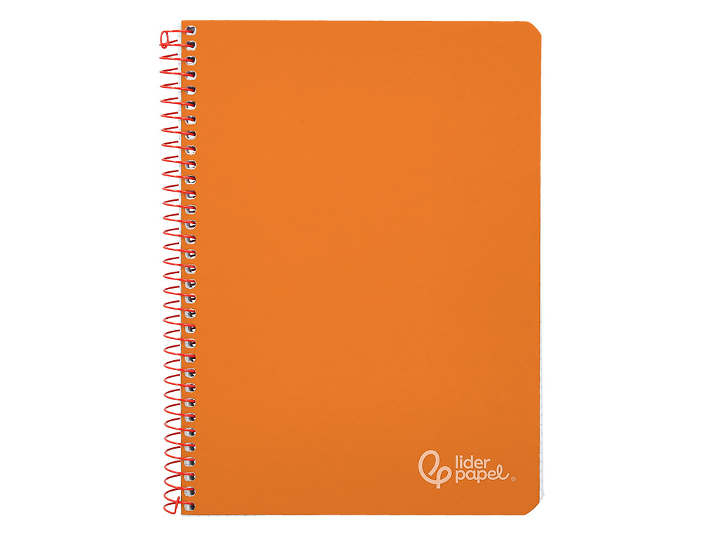 CUADERNO ESPIRAL LIDERPAPEL A5 WITTY TAPA DURA 80H 90GR CUADRO 4MM CON MARGEN COLOR NARANJA
