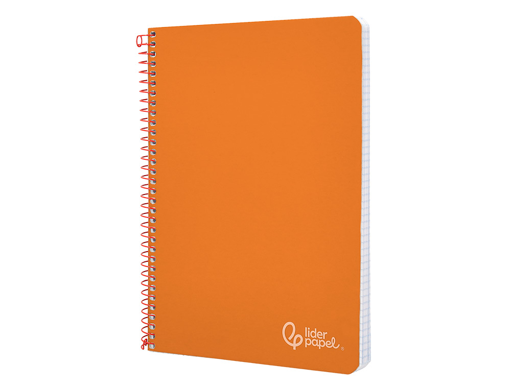 CUADERNO ESPIRAL LIDERPAPEL A5 WITTY TAPA DURA 80H 90GR CUADRO 4MM CON MARGEN COLOR NARANJA