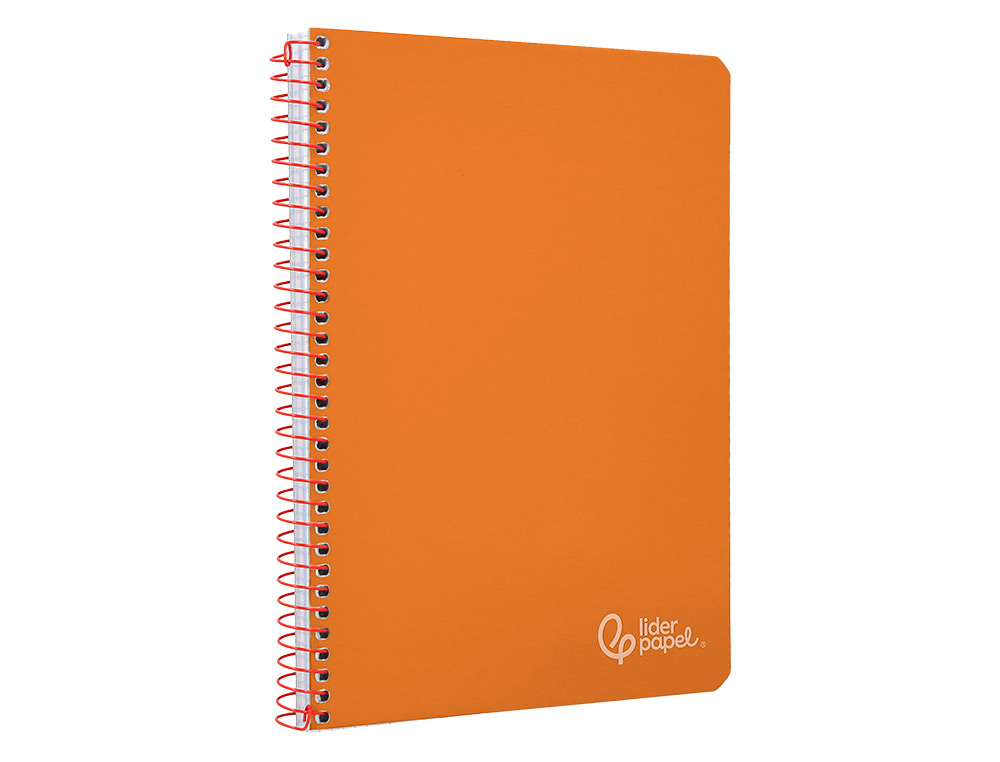 CUADERNO ESPIRAL LIDERPAPEL A5 WITTY TAPA DURA 80H 90GR CUADRO 4MM CON MARGEN COLOR NARANJA