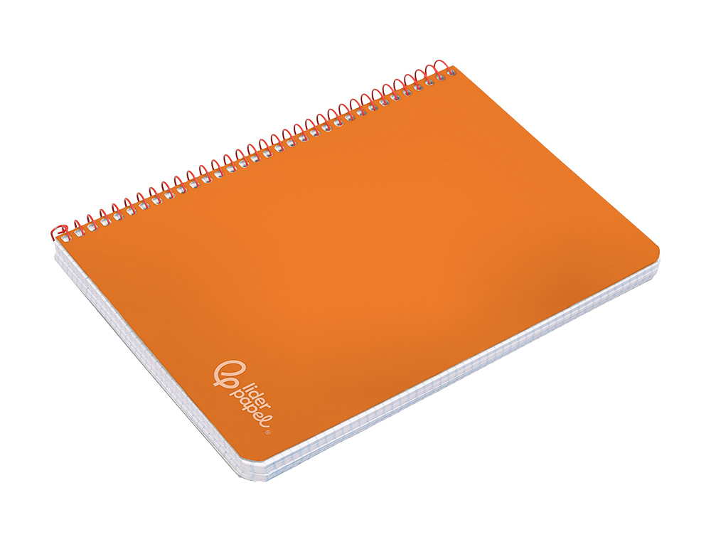 CUADERNO ESPIRAL LIDERPAPEL A5 WITTY TAPA DURA 80H 90GR CUADRO 4MM CON MARGEN COLOR NARANJA