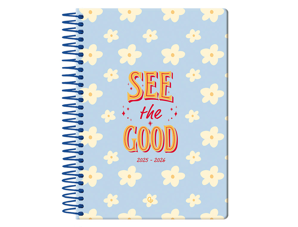 AGENDA ESCOLAR LIDERPAPEL 25-26 ESPIRAL PETITE FLORES DIA PAGINA A5 BILINGÜE PAPEL FSC 80 GR