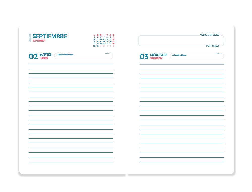AGENDA ESCOLAR LIDERPAPEL 25-26 ESPIRAL PETITE FLORES DIA PAGINA A5 BILINGÜE PAPEL FSC 80 GR