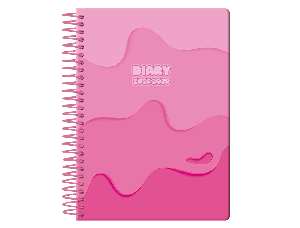 AGENDA ESCOLAR LIDERPAPEL 25-26 ESPIRAL MELTING ROSA SEMANA VISTA A6 BILINGÜE PAPEL FSC 80 GR