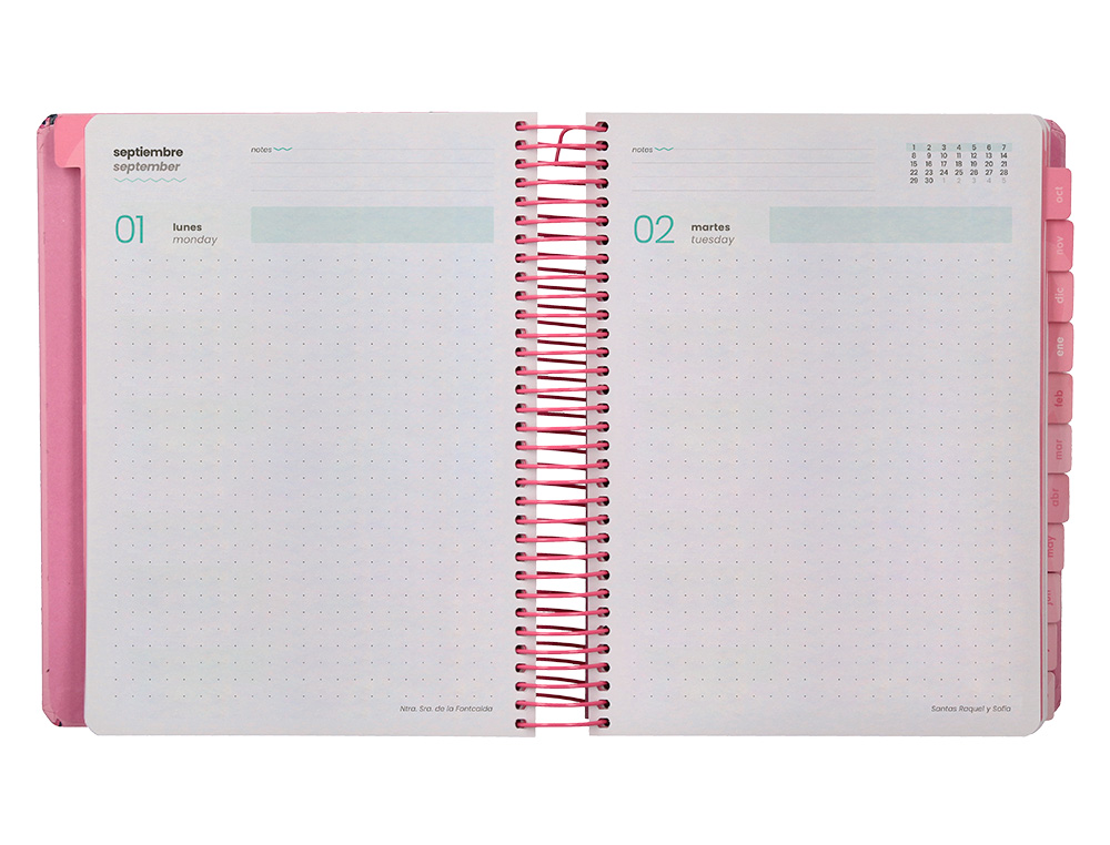 AGENDA ESCOLAR LIDERPAPEL 25-26 ESPIRAL PATTERNS MILITAR ROSA DIA PAGINA A5 BILINGE PAPEL FSC 80 GR