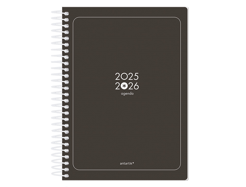 AGENDA ESCOLAR ANTARTIK 25-26 ESPIRAL ESSENTIALS NEGRO DIA PAGINA A5 BILINGE PAPEL FSC 80 GR