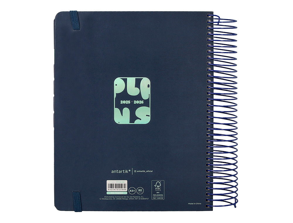 AGENDA ESCOLAR ANTARTIK 25-26 ESPIRAL PLANS AZUL DIA PAGINA A5 BILINGE PAPEL FSC 80 GR