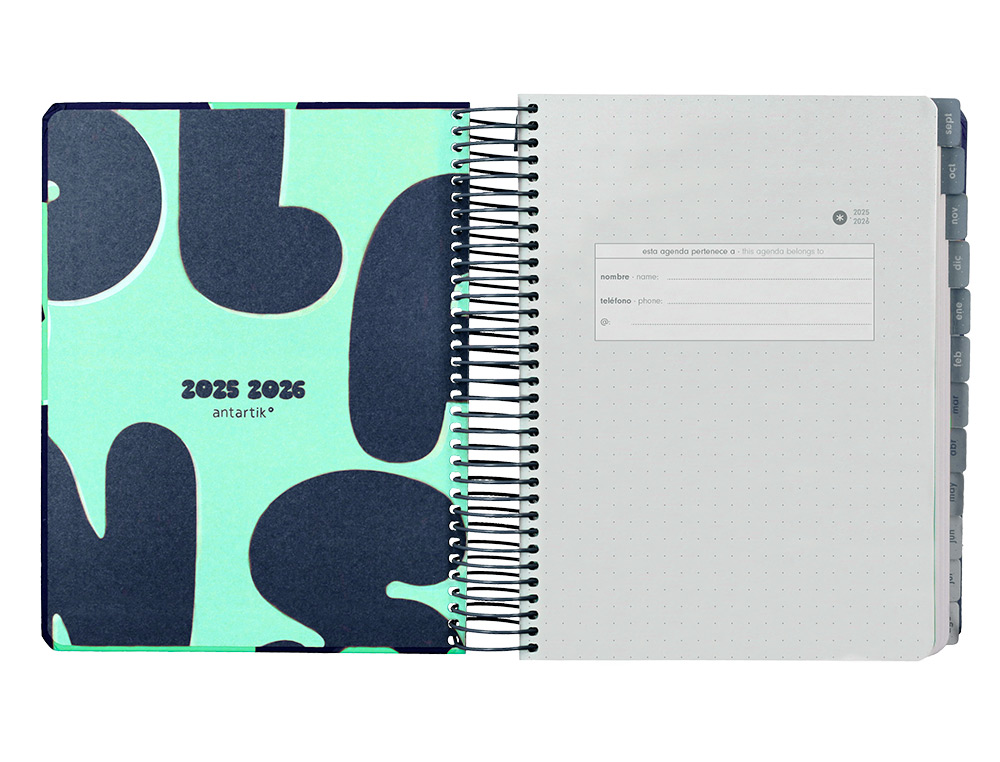 AGENDA ESCOLAR ANTARTIK 25-26 ESPIRAL PLANS AZUL DIA PAGINA A5 BILINGE PAPEL FSC 80 GR