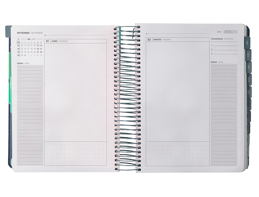 AGENDA ESCOLAR ANTARTIK 25-26 ESPIRAL PLANS AZUL DIA PAGINA A5 BILINGE PAPEL FSC 80 GR