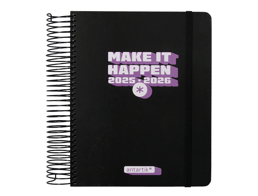 AGENDA ESCOLAR ANTARTIK 25-26 ESPIRAL NEON NEGRO DIA PAGINA A5 BILINGE PAPEL FSC 80 GR
