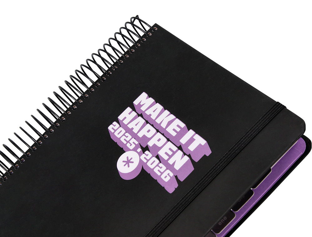 AGENDA ESCOLAR ANTARTIK 25-26 ESPIRAL NEON NEGRO DIA PAGINA A5 BILINGE PAPEL FSC 80 GR