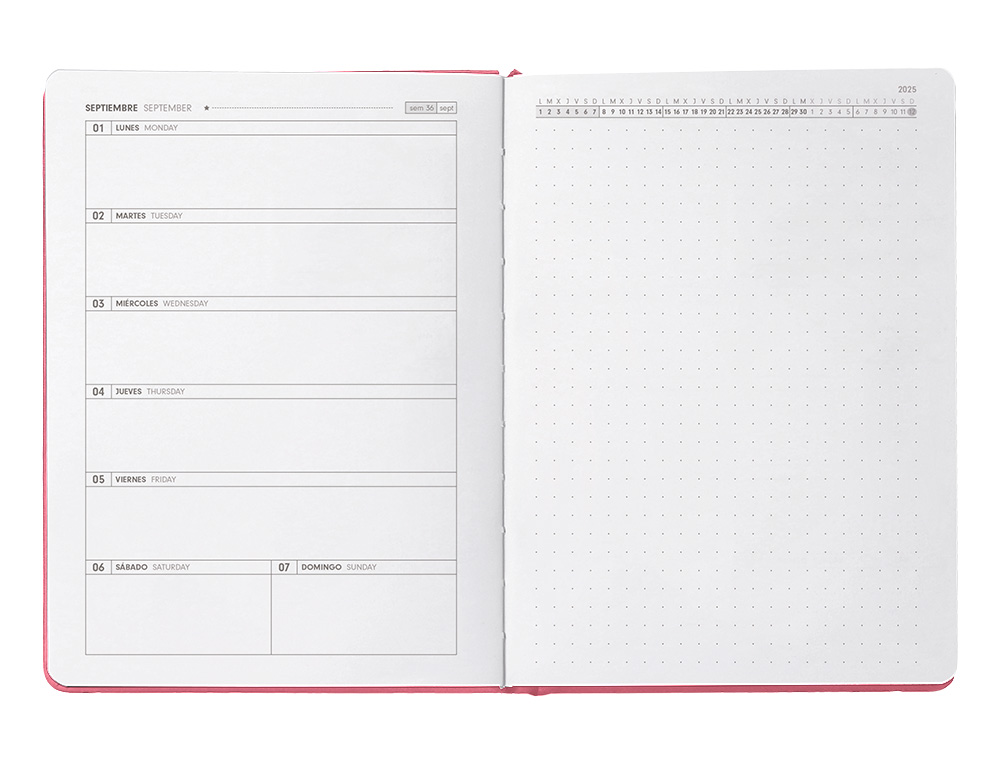 AGENDA ESCOLAR ANTARTIK 25-26 ENCUADERNADA GO! SIMIL PIEL ROSA SEMANA VISTA A5 BILINGE PAPEL FSC 80 GR