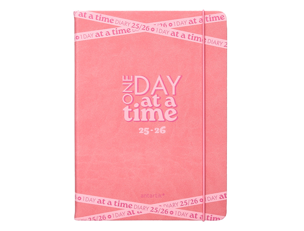 AGENDA ESCOLAR ANTARTIK 25-26 ENCUADERNADA GO! SIMIL PIEL ROSA SEMANA VISTA A5 BILINGE PAPEL FSC 80 GR