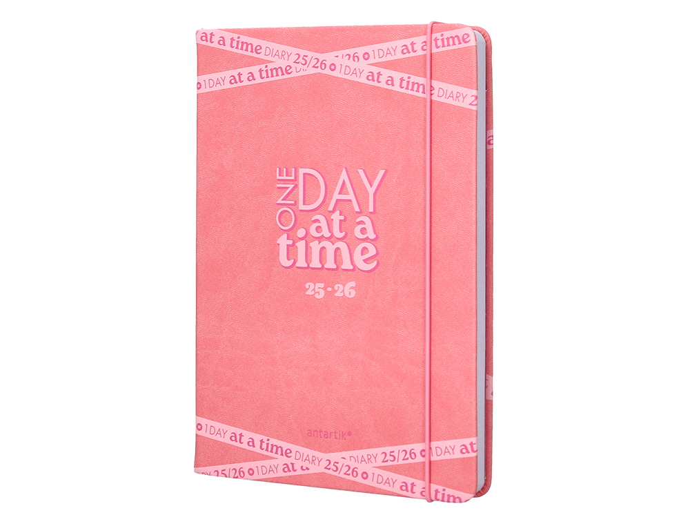 AGENDA ESCOLAR ANTARTIK 25-26 ENCUADERNADA GO! SIMIL PIEL ROSA SEMANA VISTA A5 BILINGE PAPEL FSC 80 GR