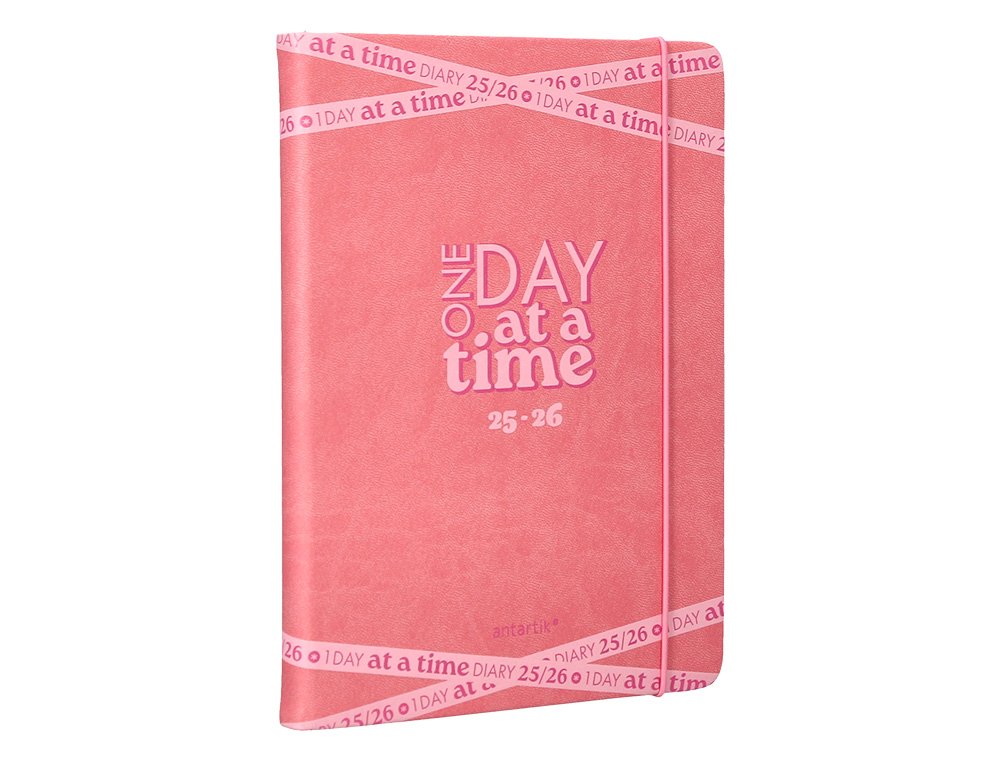 AGENDA ESCOLAR ANTARTIK 25-26 ENCUADERNADA GO! SIMIL PIEL ROSA SEMANA VISTA A5 BILINGE PAPEL FSC 80 GR