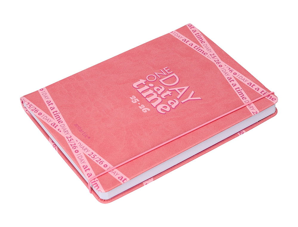 AGENDA ESCOLAR ANTARTIK 25-26 ENCUADERNADA GO! SIMIL PIEL ROSA SEMANA VISTA A5 BILINGE PAPEL FSC 80 GR