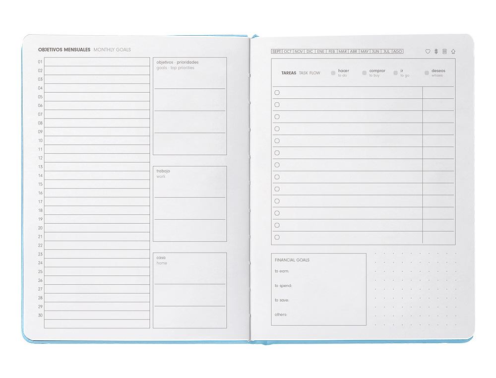 AGENDA ESCOLAR ANTARTIK 25-26 ENCUADERNADA GO! SIMIL PIEL AZUL SEMANA VISTA A5 BILINGE PAPEL FSC 80 GR