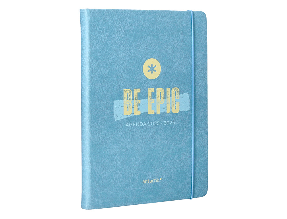 AGENDA ESCOLAR ANTARTIK 25-26 ENCUADERNADA GO! SIMIL PIEL AZUL SEMANA VISTA A5 BILINGE PAPEL FSC 80 GR