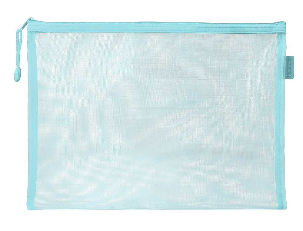 BOLSA ZIPPER BAG LIDERPAPEL POLIESTER TRANSPIRABLE MULTIUSOS DIN A4 AZUL PASTEL