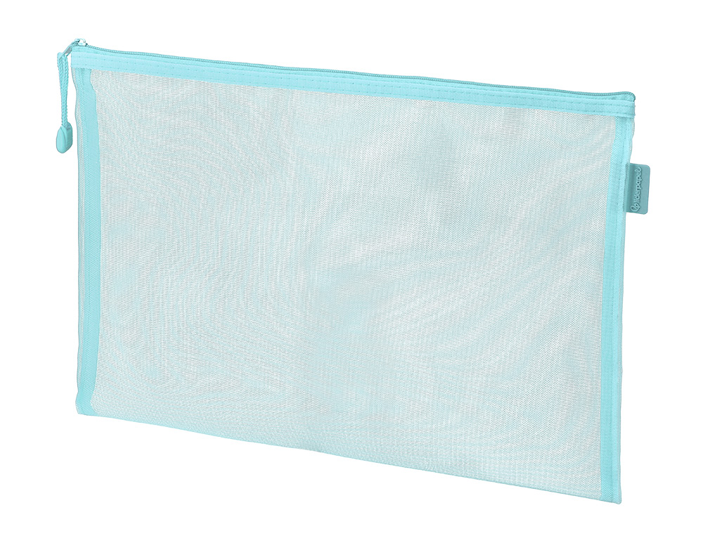 BOLSA ZIPPER BAG LIDERPAPEL POLIESTER TRANSPIRABLE MULTIUSOS DIN A4 AZUL PASTEL