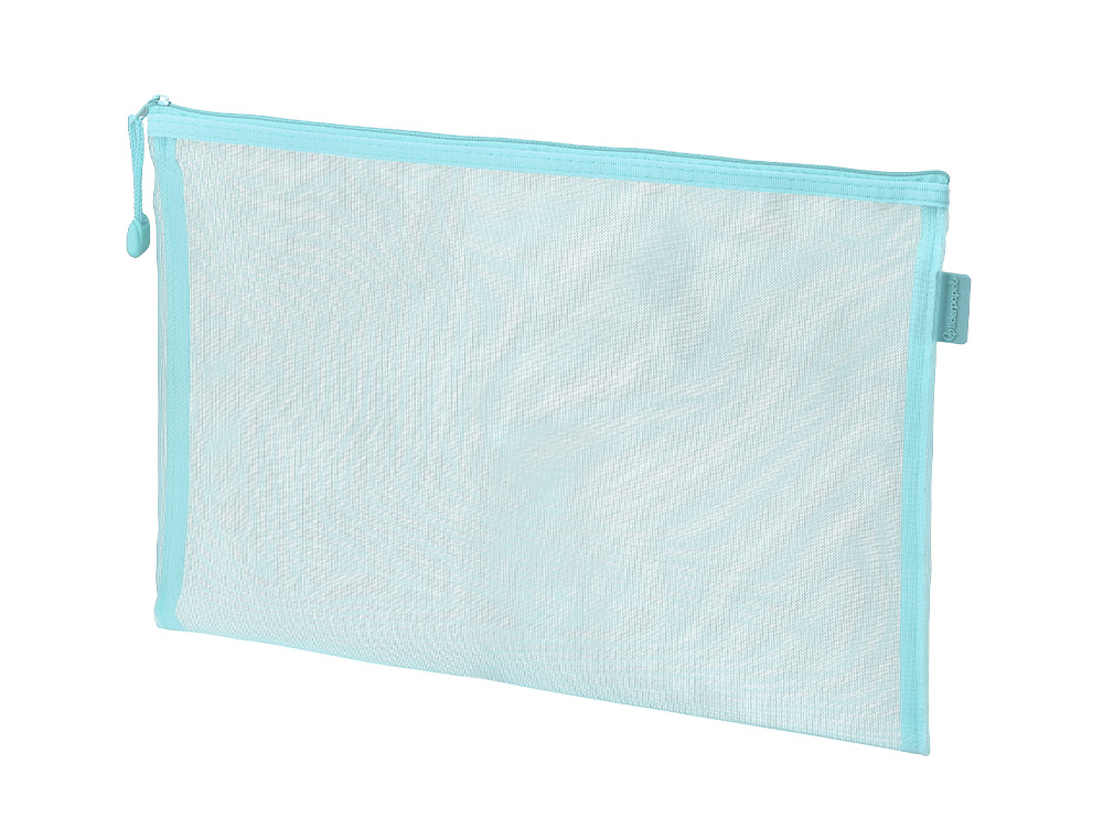 BOLSA ZIPPER BAG LIDERPAPEL POLIESTER TRANSPIRABLE MULTIUSOS DIN A5 AZUL PASTEL