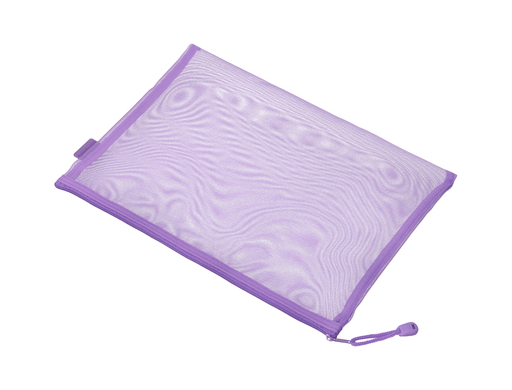 BOLSA ZIPPER BAG LIDERPAPEL POLIESTER TRANSPIRABLE MULTIUSOS DIN A5 MORADO PASTEL