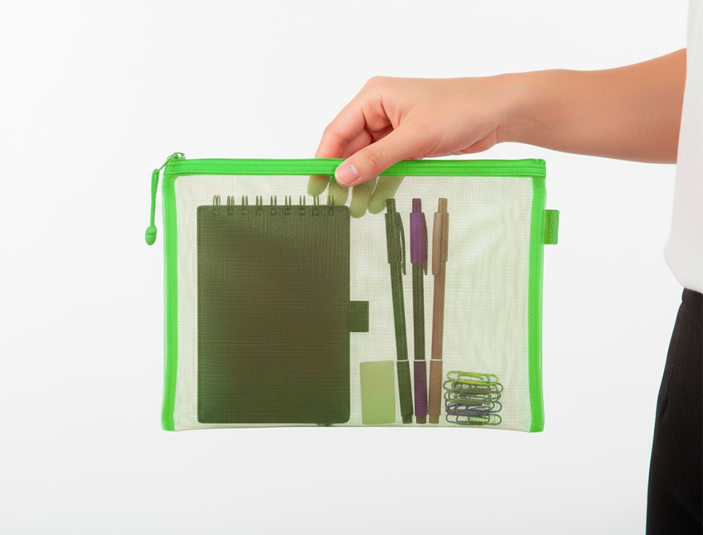 BOLSA ZIPPER BAG LIDERPAPEL POLIESTER TRANSPIRABLE MULTIUSOS DIN A5 VERDE PASTEL