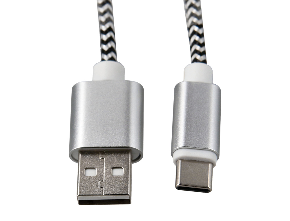 CABLE USB-C A USB-A Q-CONNECT NAILON LONGITUD 1M BLANCO