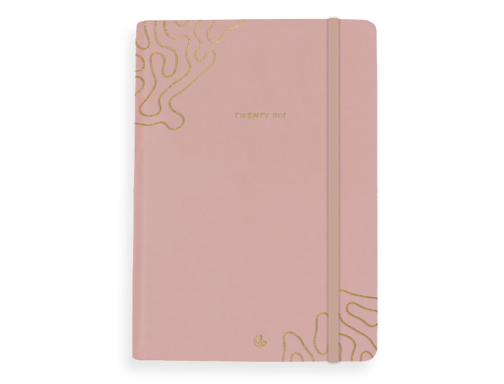 AGENDA ENCUADERNADA LIDERPAPEL EFIRA A5 2026 DIA PAGINA ROSA NUDE2 PAPEL 70 GR FSC