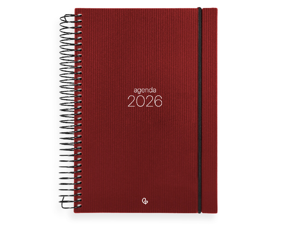 AGENDA ESPIRAL LIDERPAPEL OLBIA A4 2026 DIA PAGINA ROJO PAPEL 60 GR FSC