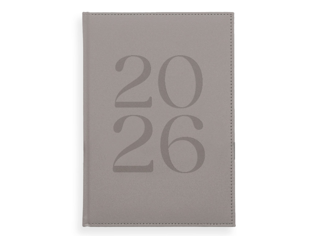 AGENDA ENCUADERNADA LIDERPAPEL CRETA 170X240 MM 2026 DIA PAGINA GRIS PAPEL 70 GR FSC