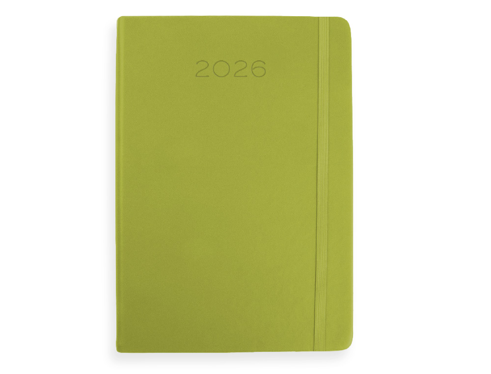 AGENDA ENCUADERNADA LIDERPAPEL MYKONOS 150X210 MM 2026 DIA PAGINA VERDE CLARO PAPEL 70 GR FSC