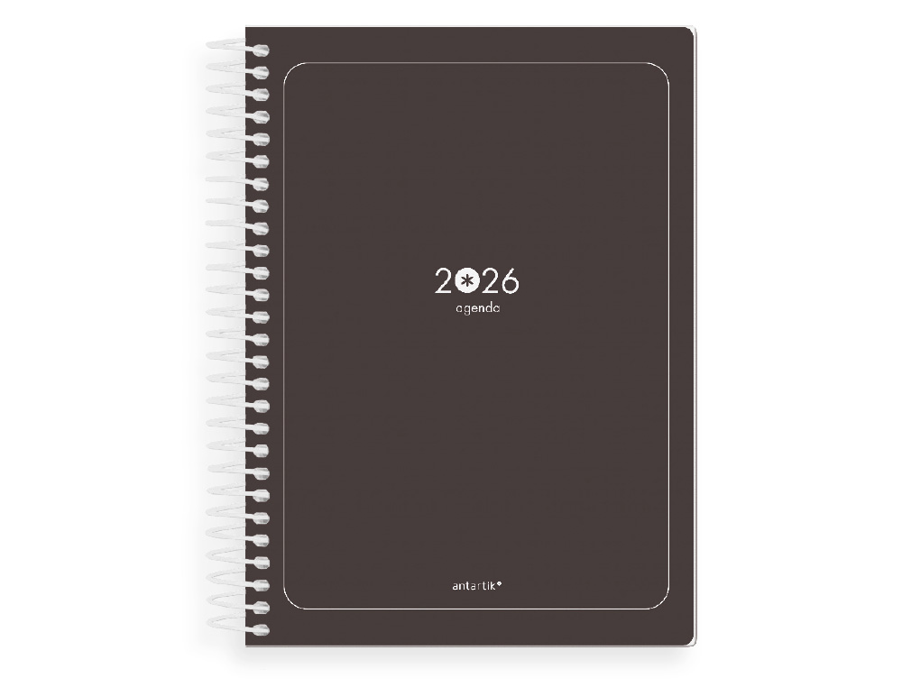 AGENDA ESPIRAL ANTARTIK ESSENTIALS A5+ 2026 DÍA PÁGINANEGRO PAPEL 80G FSC