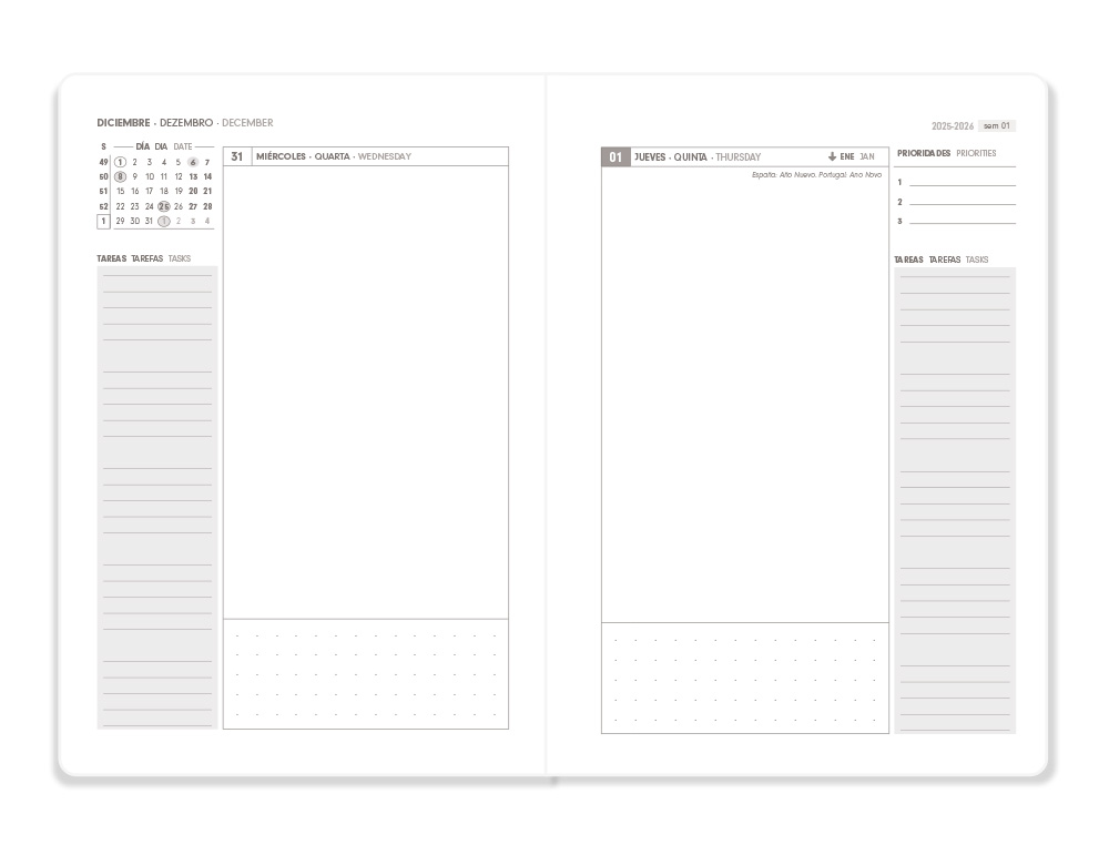 AGENDA ESPIRAL ANTARTIK ESSENTIALS A5+ 2026 DÍA PÁGINANEGRO PAPEL 80G FSC
