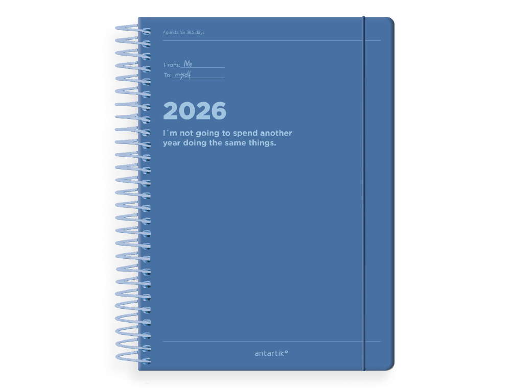 AGENDA ESPIRAL ANTARTIK MANIFEST A5+ 2026 DÍA PÁGINA AZUL PAPEL 80G FSC