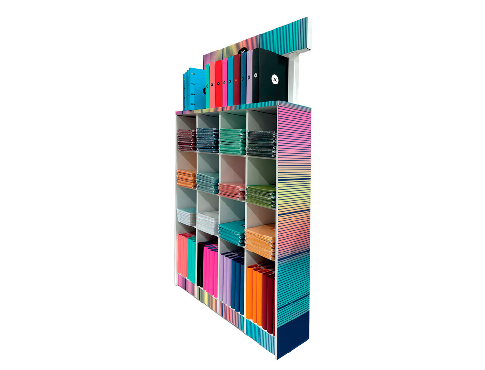 EXPOSITOR DE SUELO ANTARTIK CARTON CUADERNOS Y CARPETAS 169 UNIDADES COLORES SURTIDOS 30X150X115 CM