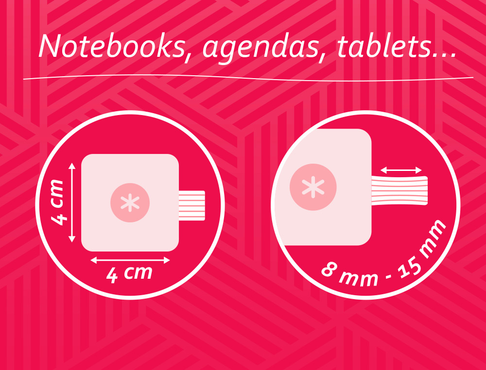 PORTABOLIGRAFO AUTOADHESIVO ANTARTIK PARA CUADERNO NOTE CON ELASTICO HASTA 15 MM GROSOR 80 MM FUCSIA 40X40 MM