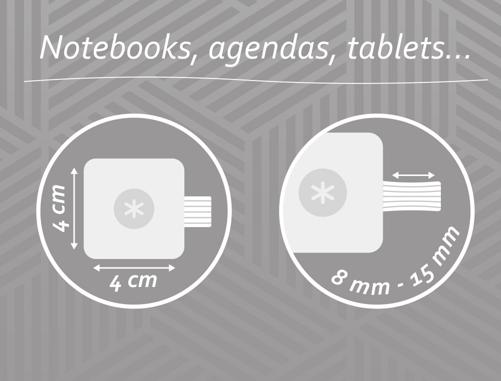 PORTABOLIGRAFO AUTOADHESIVO ANTARTIK PARA CUADERNO NOTE CON ELASTICO HASTA 15 MM GROSOR 80 MM GRIS Y TURQUESA