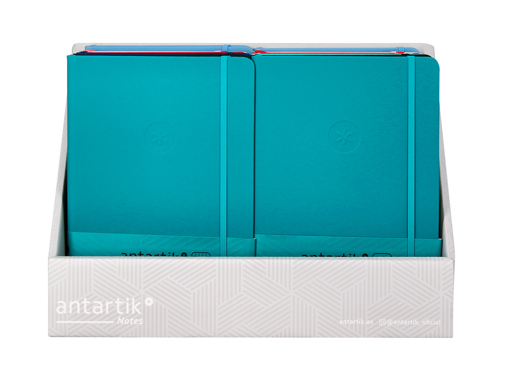 CUADERNO CON GOMILLA ANTARTIK NOTE TAPA DURA EXPOSITOR DE 18 UNIDADES SURTIDAS