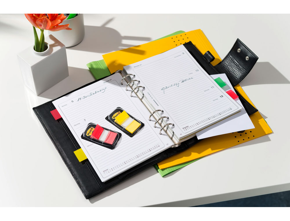 BANDERITAS SEPARADORAS POST-IT 680 DISPENSADOR 50 HOJAS 4 COLORES SURTIDOS + 2 DISPENSADORES 684 FLECHA 2
