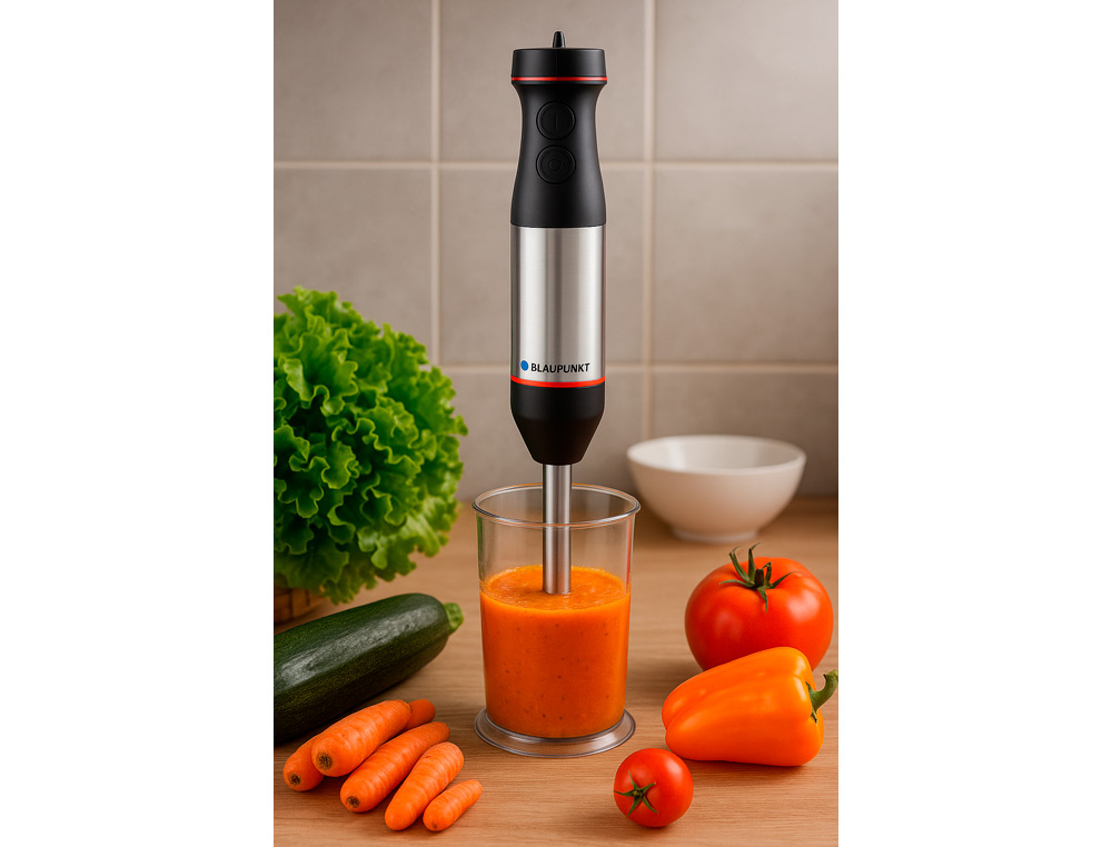 BATIDORA DE MANO BLAUPUNKT 800W ACERO INOXIDABLE CONTROL DE VELOCIDAD BOTON TURBO VASO 1L